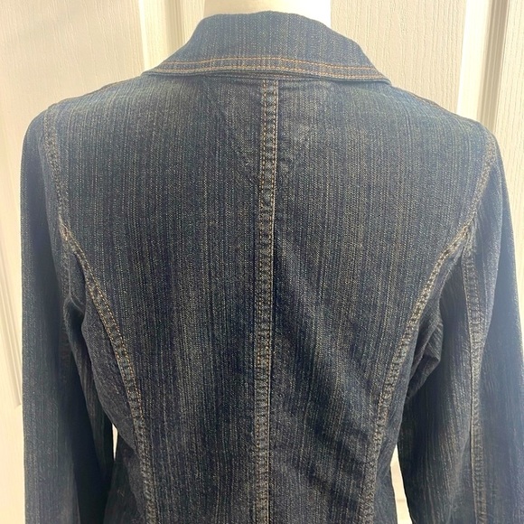 Vintage Tommy Hilfiger Dk Wash Denim Blazer Button Closure Pockets Fitted Size L - Picture 13 of 13
